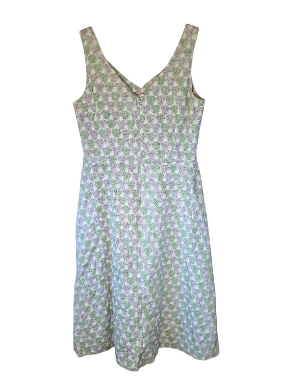 Boden Green & Purple Geometric Circle Print A-Line Dress, 12R - Picture 4 of 9